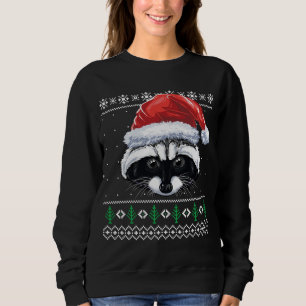Moletom Papais noeis Engraçados Raccoon Xmas Ugly Sw