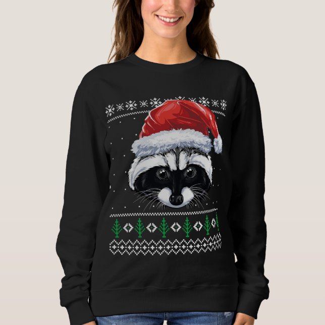 Moletom Papais noeis Engraçados Raccoon Xmas Ugly Sw (Frente)