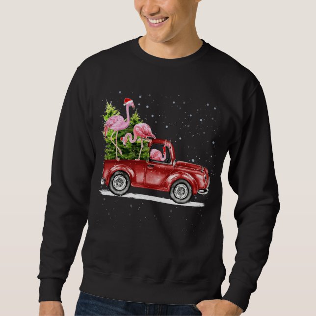 Moletom Papais noeis Flamingo de Natal Reindeer Red Truck  (Frente)