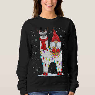 Moletom Papais noeis Gnomos Andando Llama Reindeer Luz de