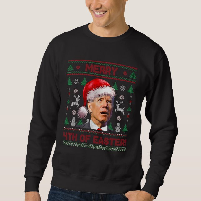 Moletom Papais noeis Joe Biden Feliz 4º De Páscoa De Natal (Frente)