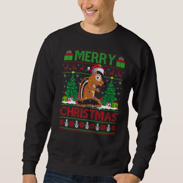 Moletom Papais noeis Leves Feios Da Árvore Xmas Chipmunk C (Frente)