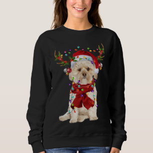 Moletom Papais noeis Morkie Dog Reindeer Luzes de Natal