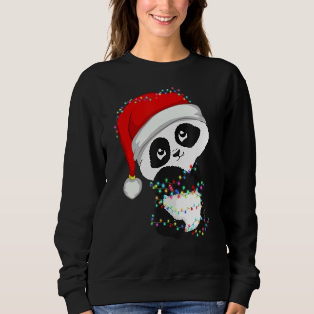 Moletom Papais noeis Panda Luzes De Natal Urso Por Panda C (Frente)
