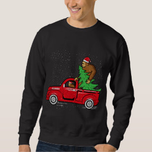 Moletom Papais noeis Pé Grande Andando Caminhão Vermelho S