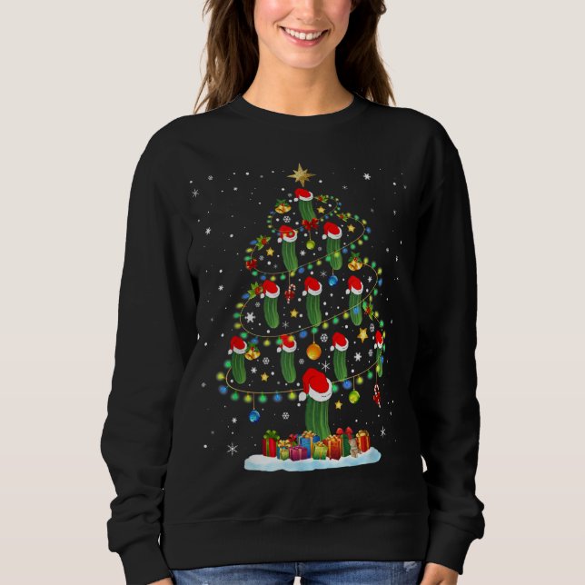Moletom Papais noeis Pickle Christmas Tree Lights Funny Pi (Frente)