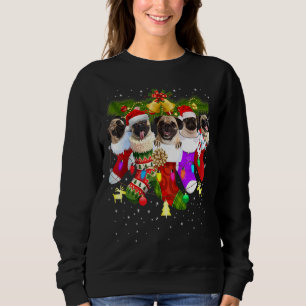 Moletom Papais noeis Pug Na Meias De Natal Cachorro Pug Mã