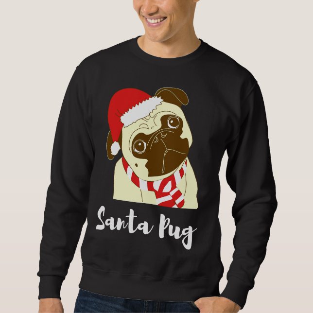 Moletom Papais noeis Pug Relaxed Ajustado T-Shirt 166 (Frente)