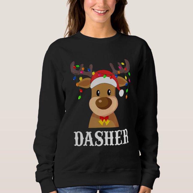 Moletom Papais noeis Reindeer Dasher Xmas Group Costume (Frente)