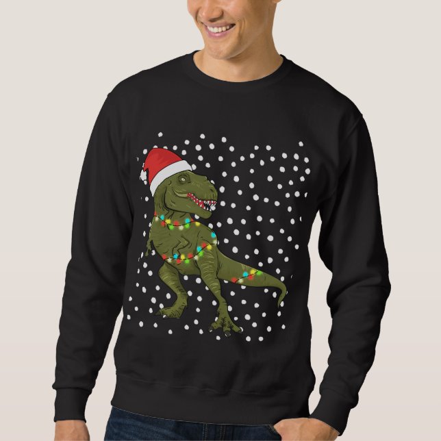 Moletom Papais noeis T-Rex Dinossauro Natal Jumper (Frente)