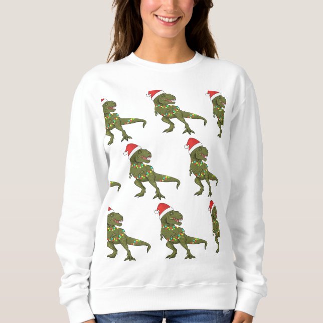 Moletom Papais noeis T-Rex Dinossauro Natal Jumper (Frente)