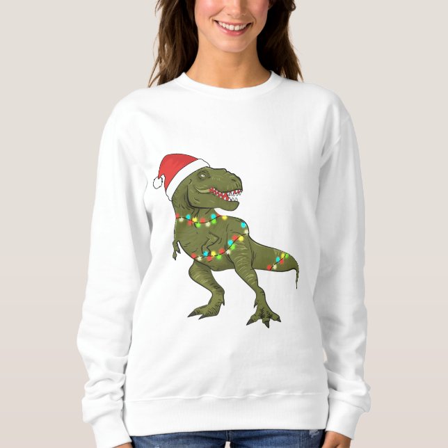 Moletom Papais noeis T-Rex Dinossauro Natal Jumper (Frente)