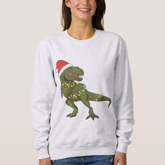 Moletom Papais noeis T-Rex Dinossauro Natal Jumper (Frente)
