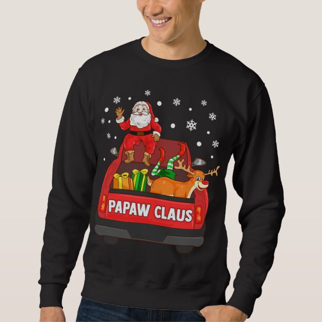 Moletom Papaw Claus Red Truck Papais noeis Reindeer Elf Na (Frente)