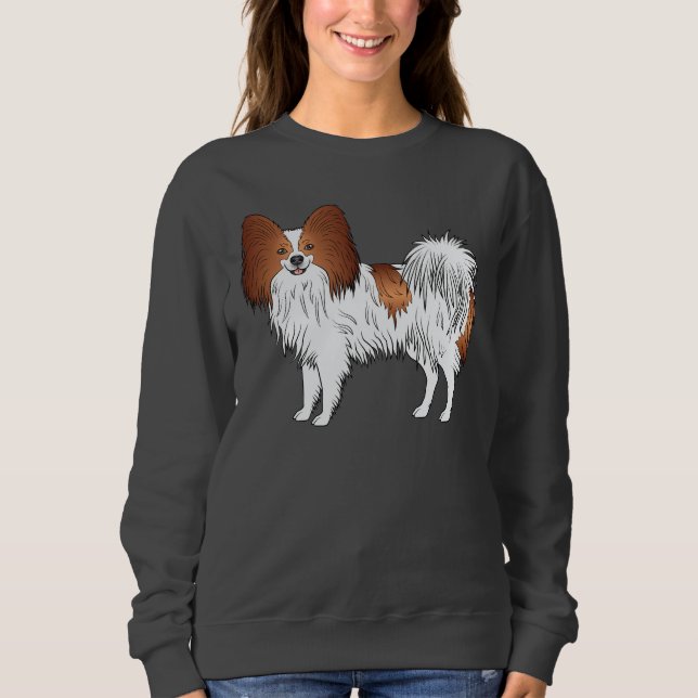 Moletom Papillon Vermelho e Branco Desenho de Cachorro de  (Frente)