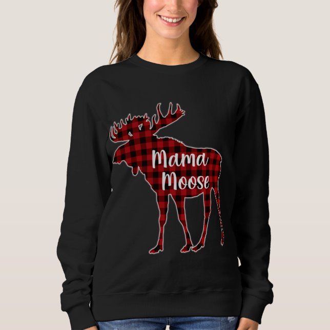 Moletom Parada Familiar da Xadrez Vermelha Mama Moose Buff (Frente)