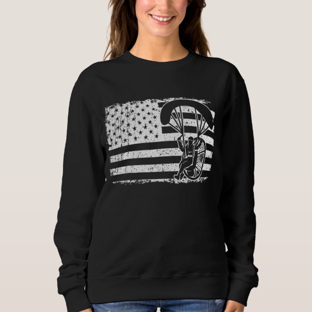 Moletom Paraglider Skydiver Us Flag Patriotic Paramotor Pi (Frente)
