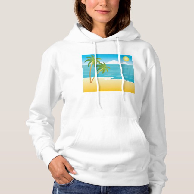 Moletom Paraíso de Praia Tropical com Palmeiras (Frente)