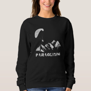Moletom Parapente Com Paramotor Acionado Sobre Montanhas