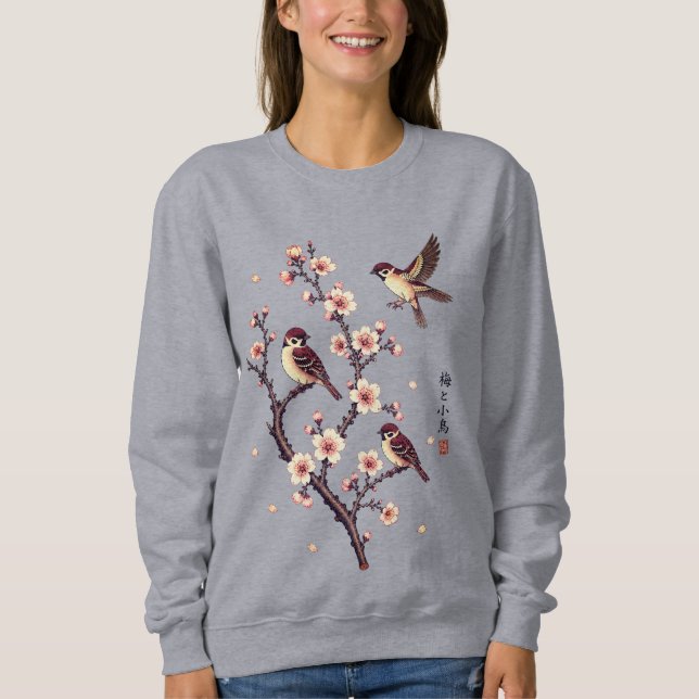 Moletom Pardais da Primavera num Ramo Florido (Frente)