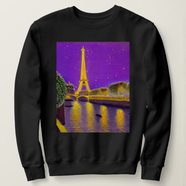 Moletom Paris ao longo do Sena sob as Estrelas (Frente do Design)