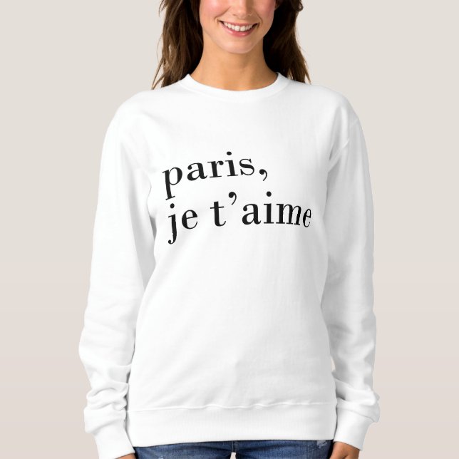 Moletom "Paris, camisola preto e branco do t'aime do je" (Frente)