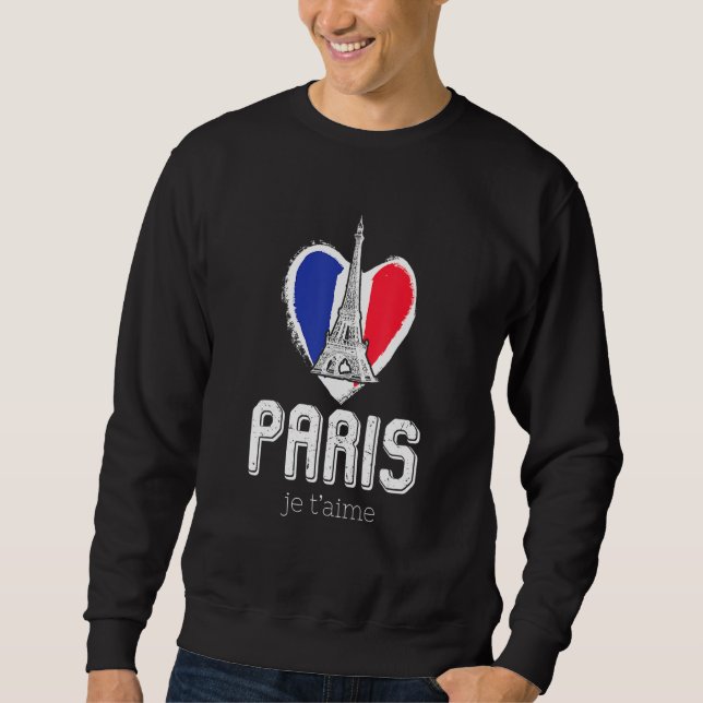 Moletom Paris Eiffel Tower French Flag Sign Of Love I Love (Frente)