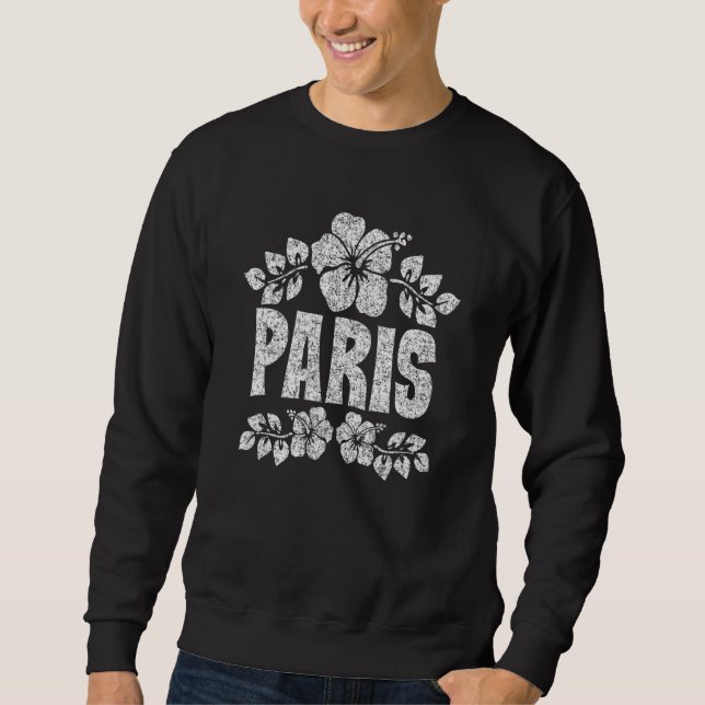 Moletom Paris Flowers Distressed White Print (Frente)