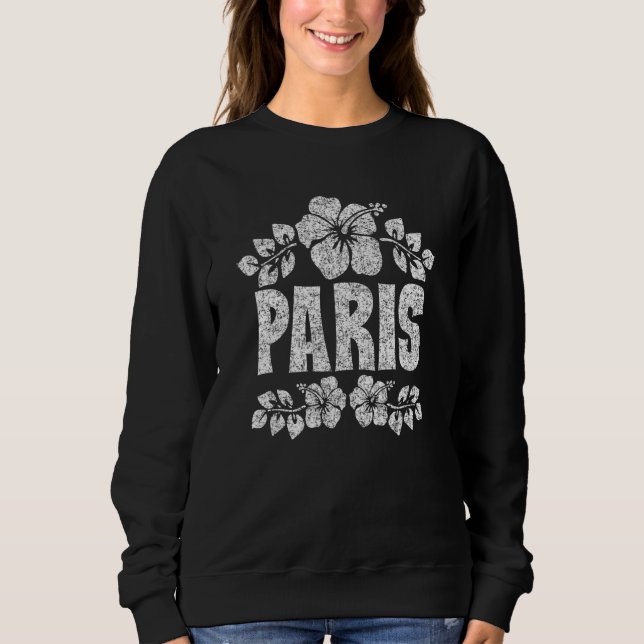 Moletom Paris Flowers Distressed White Print (Frente)