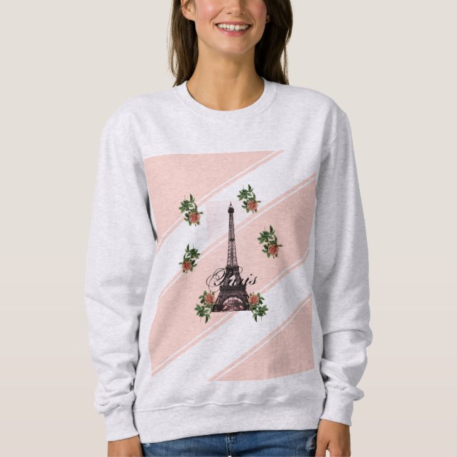 Moletom Paris – La Tour Eiffel pastel Eifelturm Roses Rose (Frente)