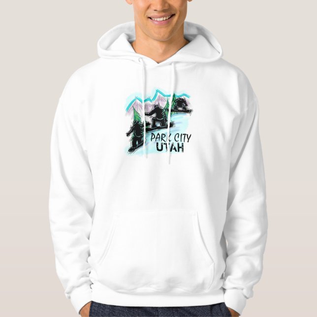 Moletom Park City Utah Snowboarder cara Hoodie (Frente)