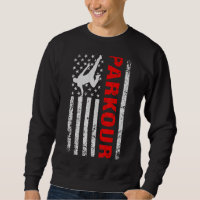 Parkour Freerunning com bandeira americana