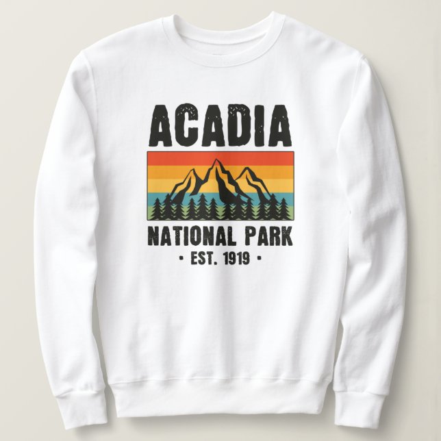 Moletom Parque Nacional Acadia, Maine Retro Vintage (Frente do Design)