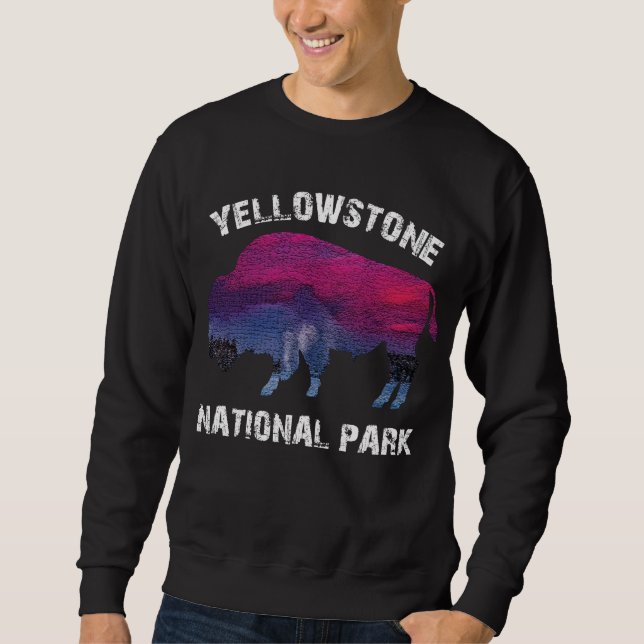 Moletom Parque Nacional do Vintage Retro Yellowstone Bison (Frente)