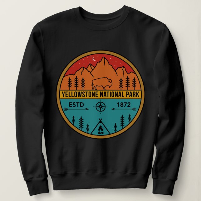 Moletom Parque Nacional Yellowstone Retro Wyoming EUA Biso (Frente do Design)