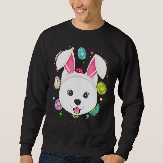 Moletom Páscoa Coelho de Ovo Samoyed Cachorro Sund Páscoa (Frente)