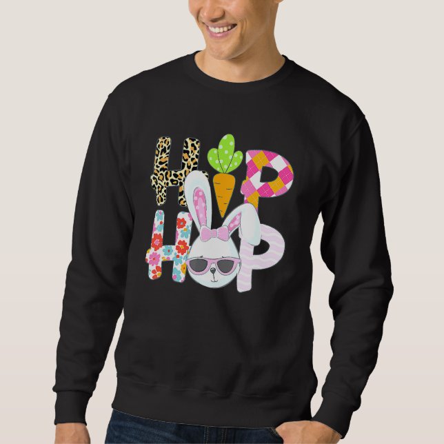 Moletom Páscoa De Hip Hop Para Meninas Crianças Leopardo B (Frente)