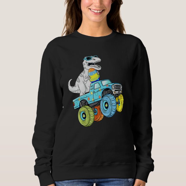 Moletom Páscoa Dia T Rex Dino Dirigindo Um Monster Truck B (Frente)
