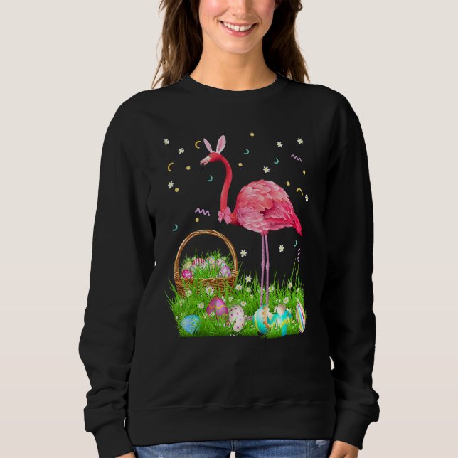 Moletom Páscoa Flamingo Dia Coelhinho Orelha Com Páscoa (Frente)