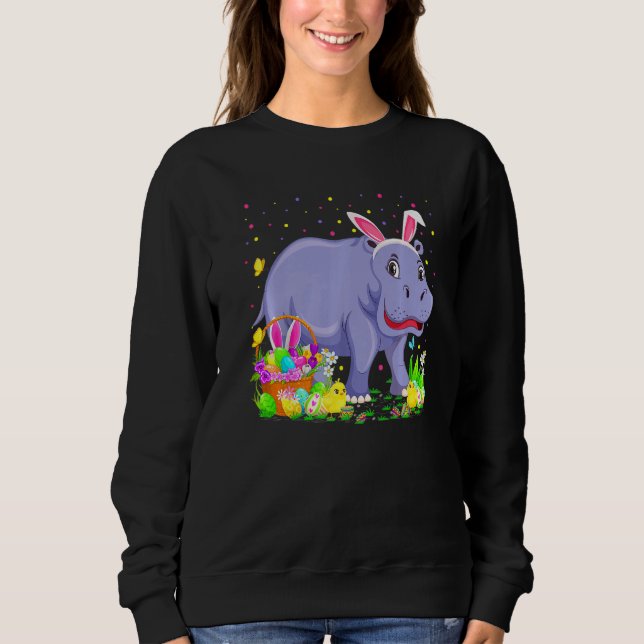 Moletom Páscoa Hippo Bunny Ovo Caça Hippopotamus Páscoa (Frente)