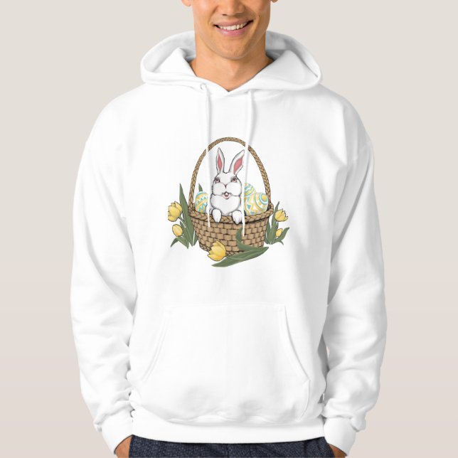 Moletom Páscoa Hoodie Easter Bunny Basket Damas Hoodie (Frente)