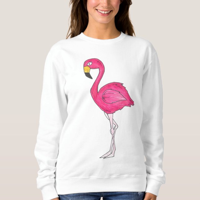 Moletom Pássaro Flamingo Quente Rosa de Paraíso Tropical (Frente)