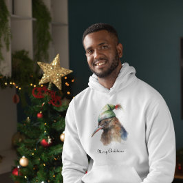 Moletom Pássaro Kiwi bonito no Chapéu Elf de Natal, person