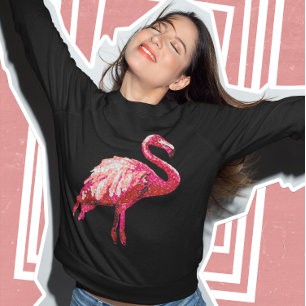Moletom Pássaro Rosa Tropical Flamingo, Impresso, em Sequê