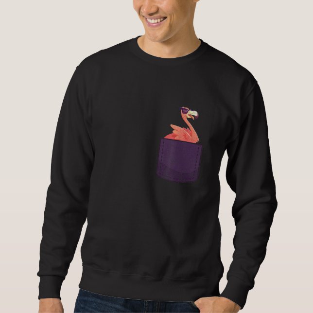 Moletom Pássaro Tropical Pocket Rosa Flamingo (Frente)