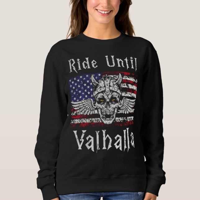 Moletom Passear Até Valhalla Norse Viking Biker (Frente)