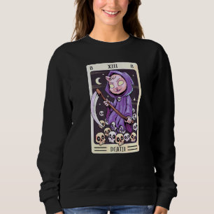 Moletom Pastel Gótico Tarot Card The Death Grim Reaper Cat
