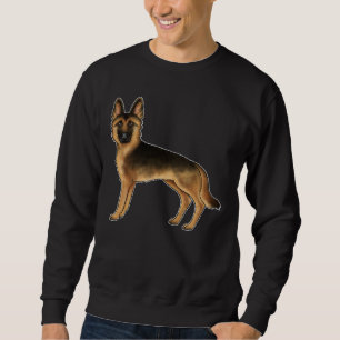 Moletom Pastor Alemão Cartoon GSD Cachorro Preto e Dourado