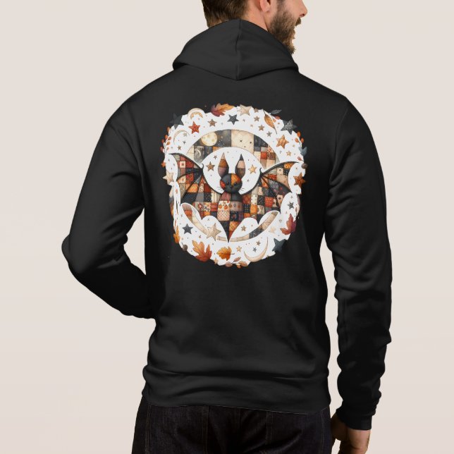 Moletom Patchwork Halloween Bat nas Colunas do Outono (Verso)