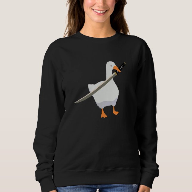 Moletom Pato Com Espada Pato Empunhando Uma Faca Katana Ga (Frente)